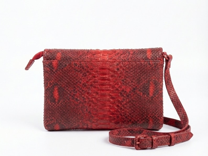 Genuine Python Snakeskin Leather Shoulder Bag: Handmade Designer Purse