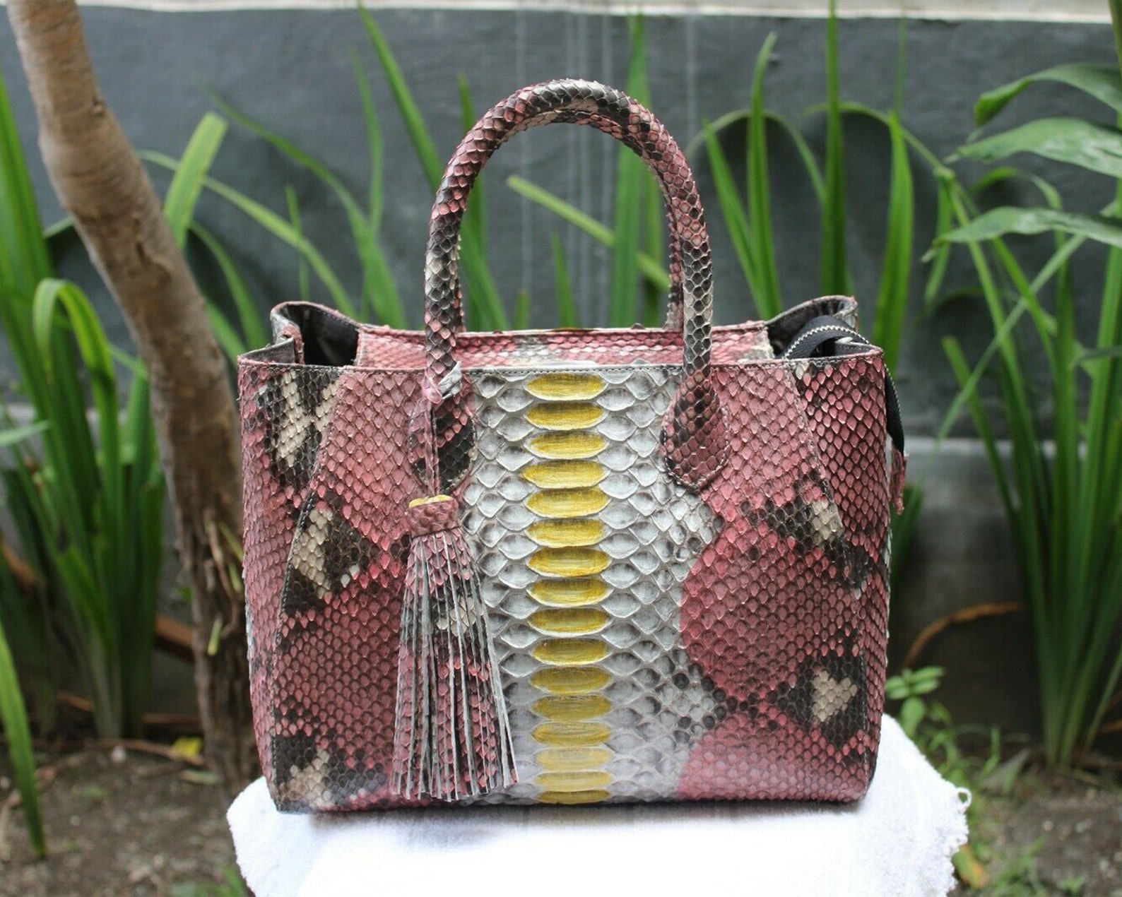 Pink Python Snakeskin Tote Large Shopping Leather Handbag - Etsy
