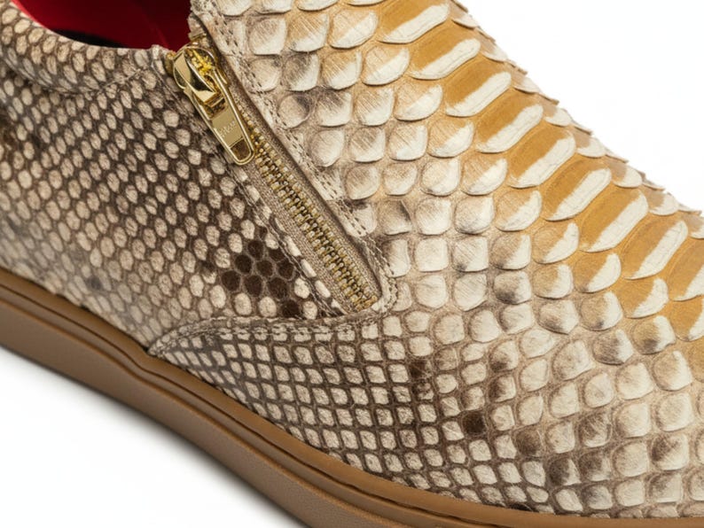 Genuine Python Snakeskin Shoes: Handmade Real Exotic Leather Sneakers ...