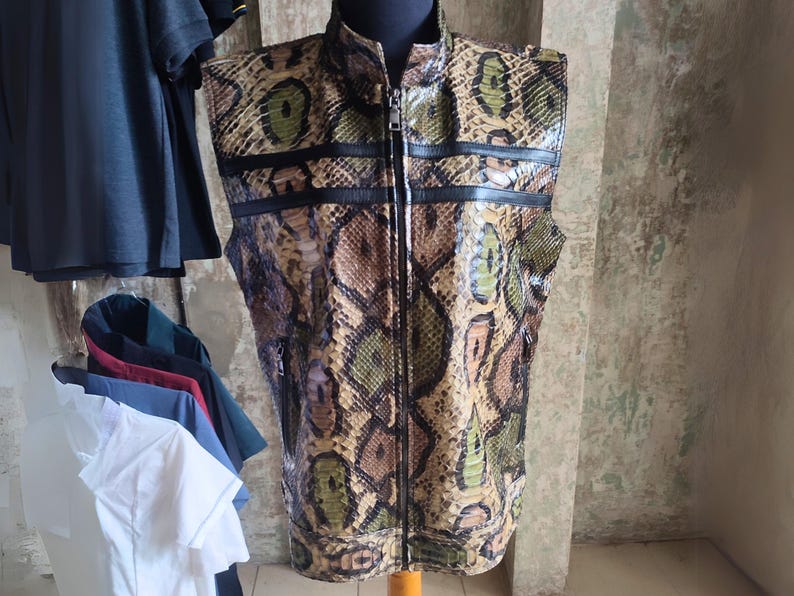 Genuine Python Snakeskin Motorcycle Leather Vest 9