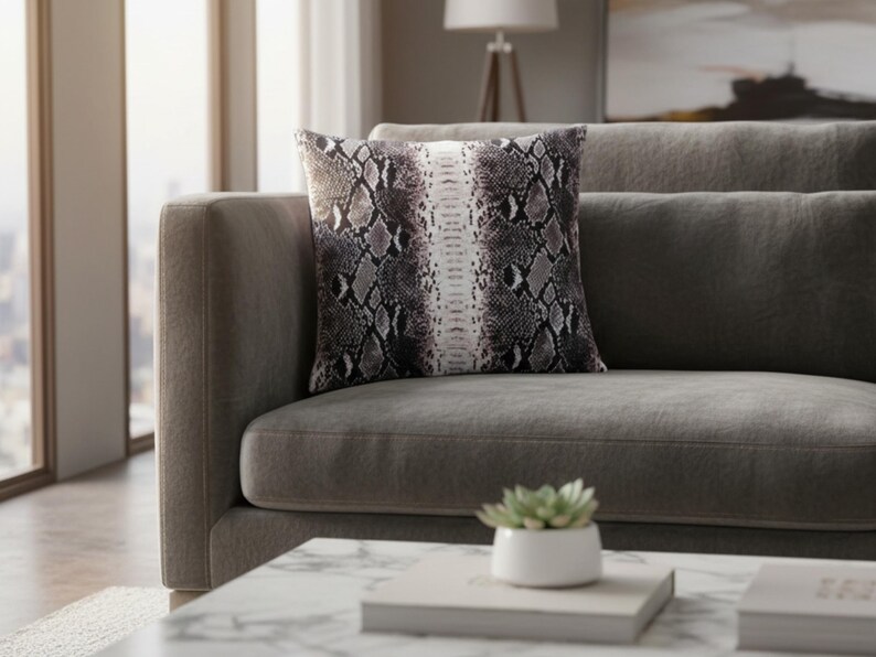 Genuine Python Snakeskin Sofa Cushion Covers: Exotic Leather Throw Pillow Living Room Decor