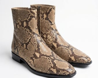 Men’s Genuine Python Snakeskin Boots | Luxury Real Python Dress Shoes for Men