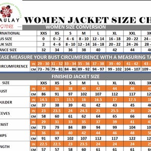 jacket size chart for women - Daulay Store
