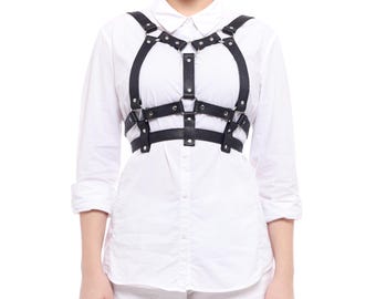 Real Snakeskin Leather Bondage Harness with Sexy Strap On Breast
