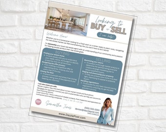 Buy or Sell Real Estate Agent Flyer Brochure, Real Estate Marketing Template Canva Template Realtor Flyer Local Real Estate Agent