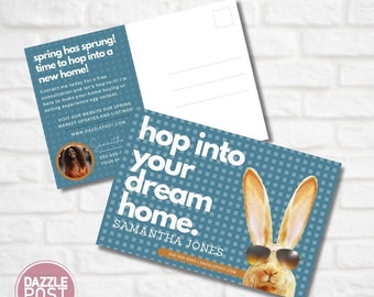 Easter Day Real Estate Postcard, Realtor Postcards, Real Estate Marketing, Real Estate Farming Canva Template Real Estate Agent Cards Spring