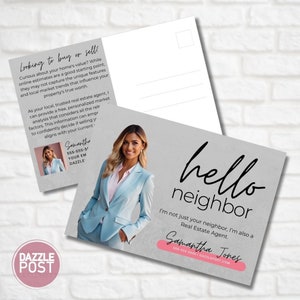 Hallo Nachbar, Immo Postkarten, Realtor Postkarten, Immoalment Marketing, Canva Template, Makler Karten