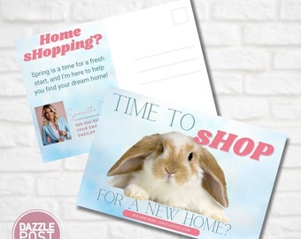 Easter Real Estate Postcard, Realtor Spring Postcards, Real Estate Marketing, Real Estate Farming | Canva Template, Real Estate Agent Cards