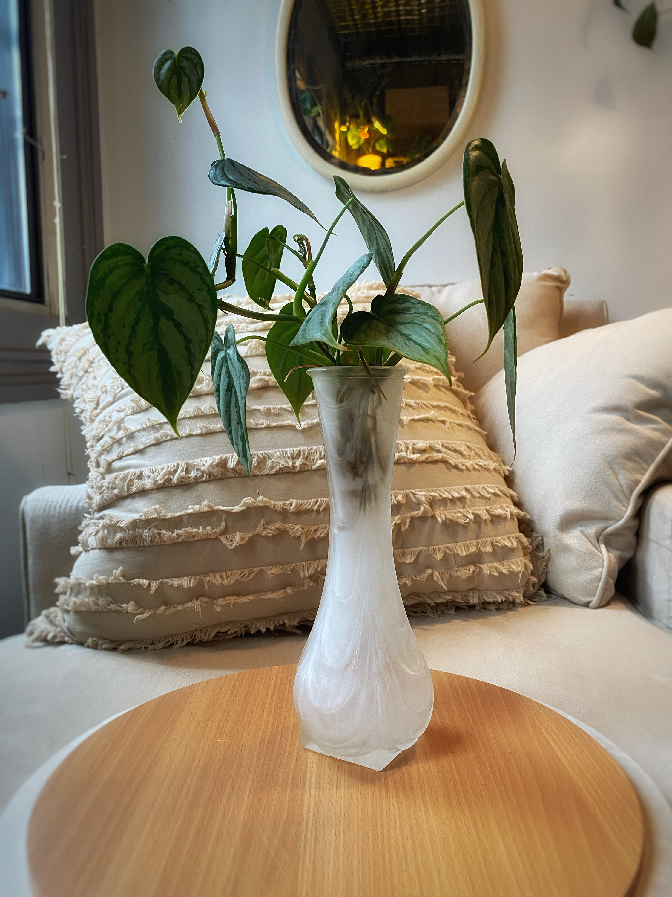 Tall Cloudy Glass Vase Etsy