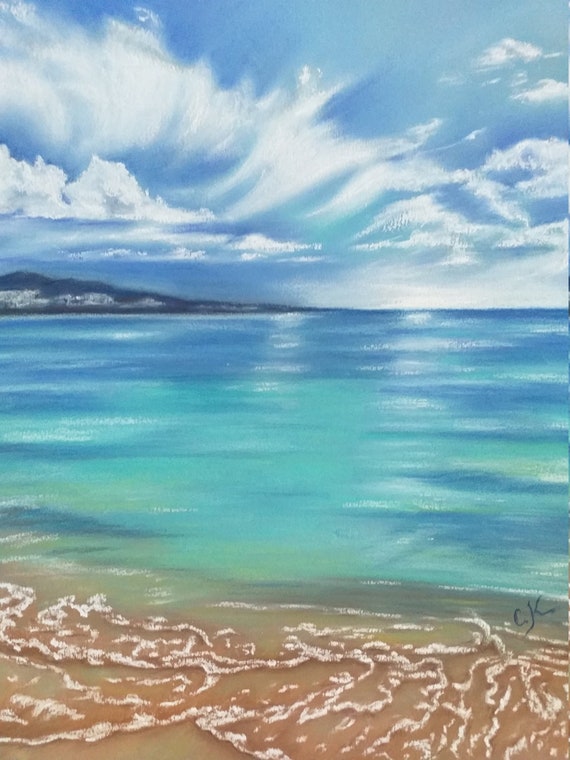 Seascape. soft pastel on paper painting original art work | Etsy