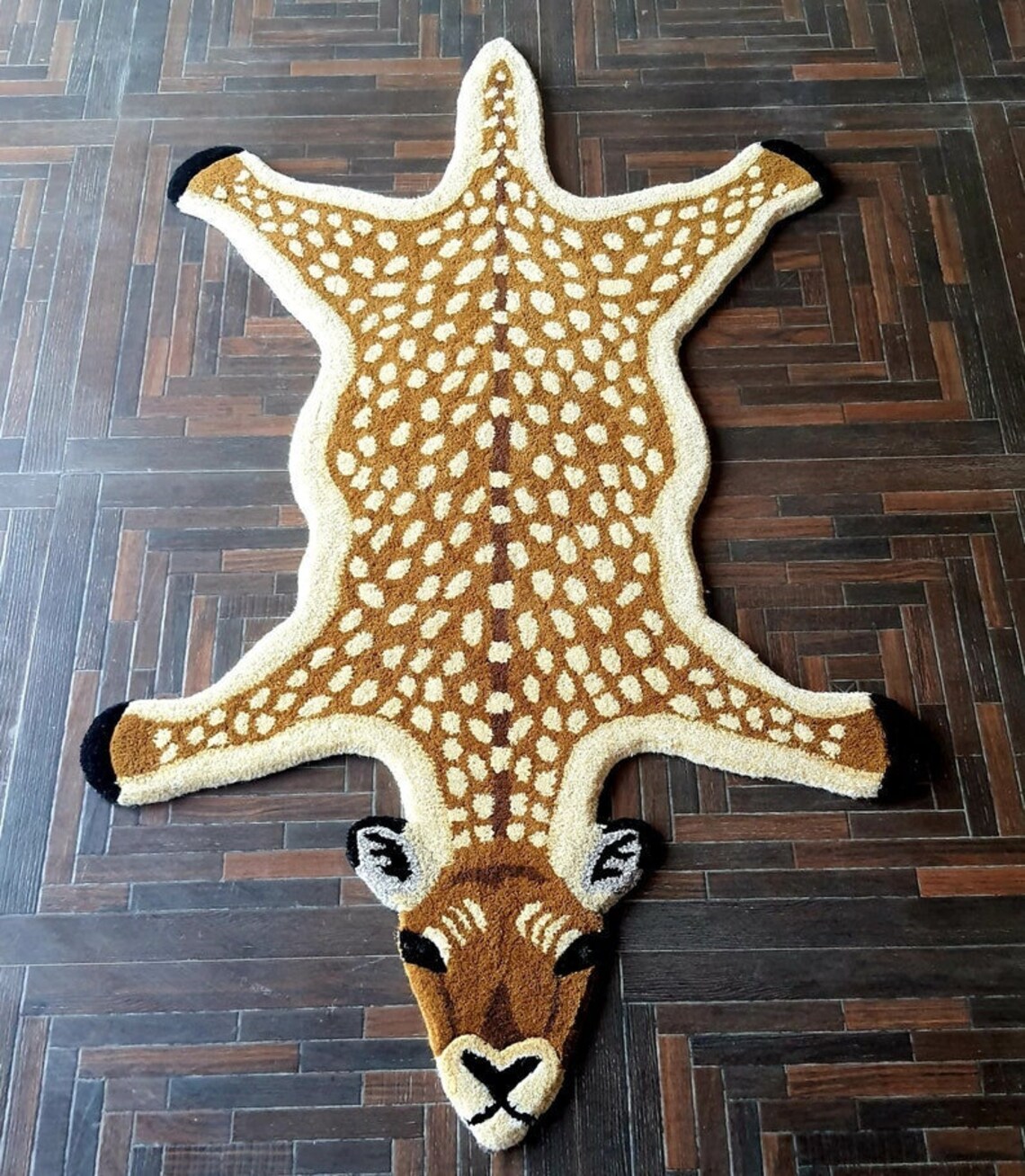 Hand Tufted Deer Skin Rugs 3X5 Feet Woven Wool Buddhism Area - Etsy