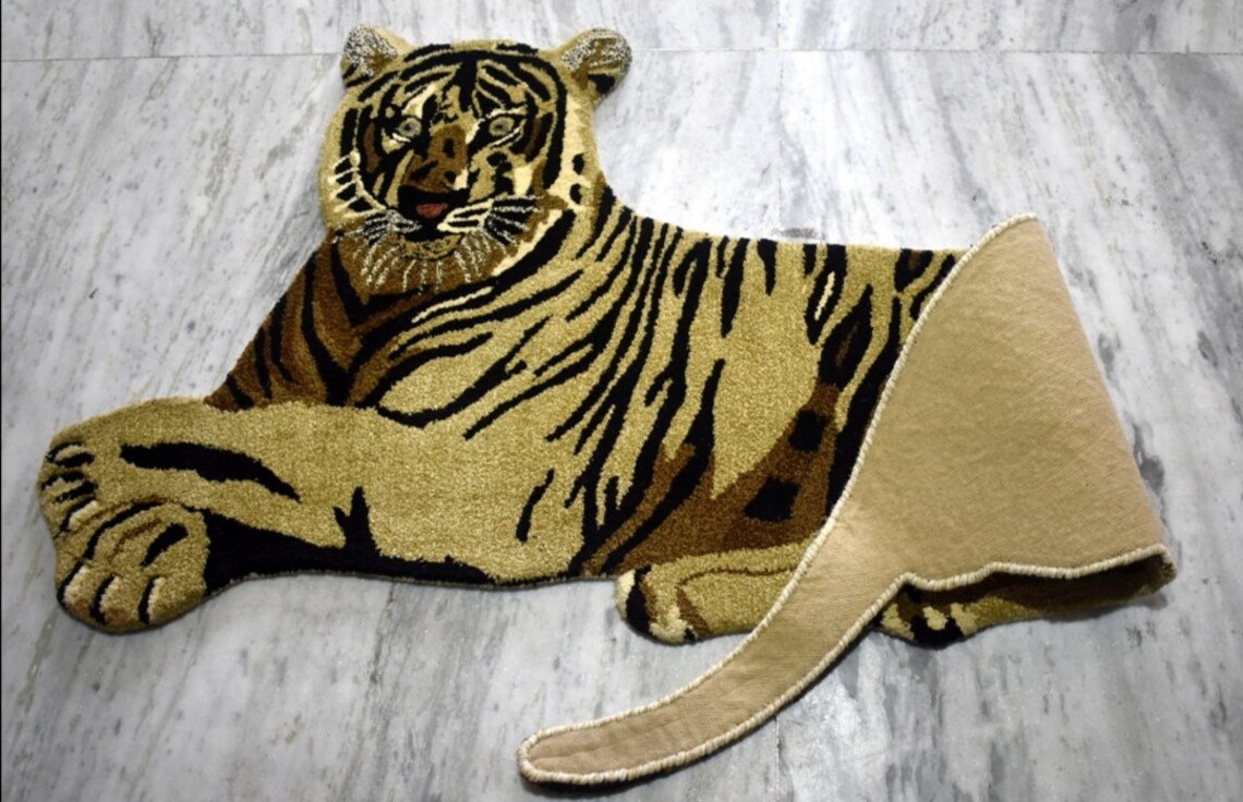Tiger Rug Handmade in Soft Wool . Animal Rugs Kids Rugs Etsy