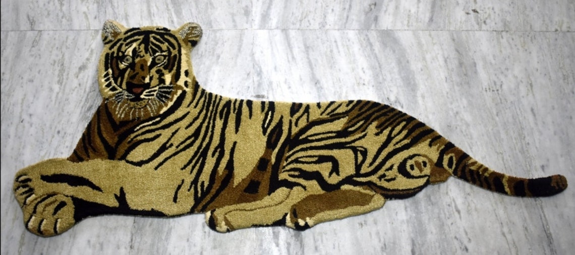 Tiger Rug Handmade in Soft Wool . Animal Rugs Kids Rugs Etsy
