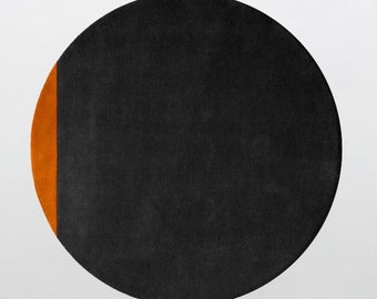 Round designer Hand-Tufted 100% Wool Area Black Rug/Orange rug for home,living room,guest room,bedroom/3ft,4ft,5ft,6ft,7ft,8ft,9ft,10ft.