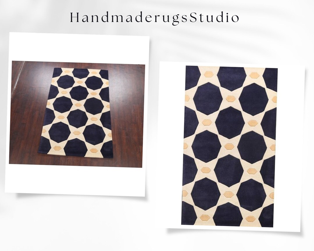 Triadic Handmade Hand Tufted Rug 100% Woolen Designer Rug 3x5 4x6 5x8 ...