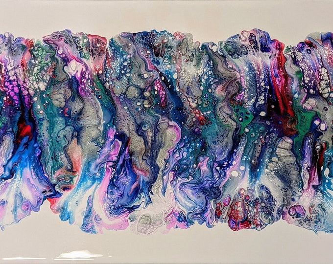 Painting, Dutch Pour Fluid Art With Resin Finish Metallic Fluid Shimmer ...