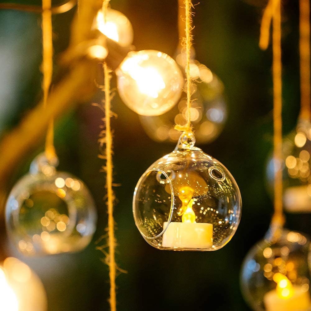 100 Hanging Glass Orbs 80MM Globe Glass Candles Holders Etsy