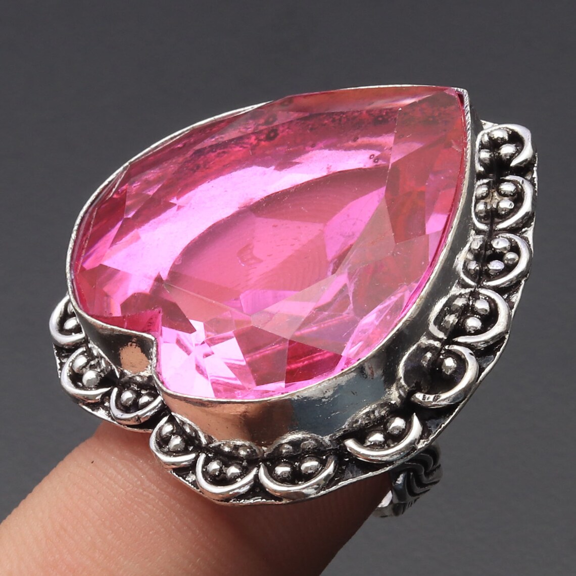 Pink Quartz Gemstone Ring Jewellery Ring Woman Heart Style Etsy UK