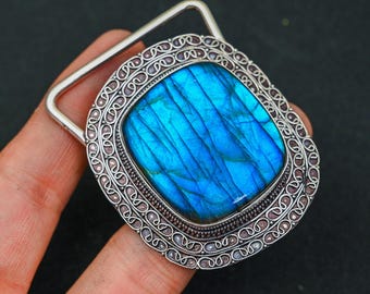 Handmade Sterling Silver Labradorite Belt Buckles Handmade Sterling Silver Labradorite Belt Buckles