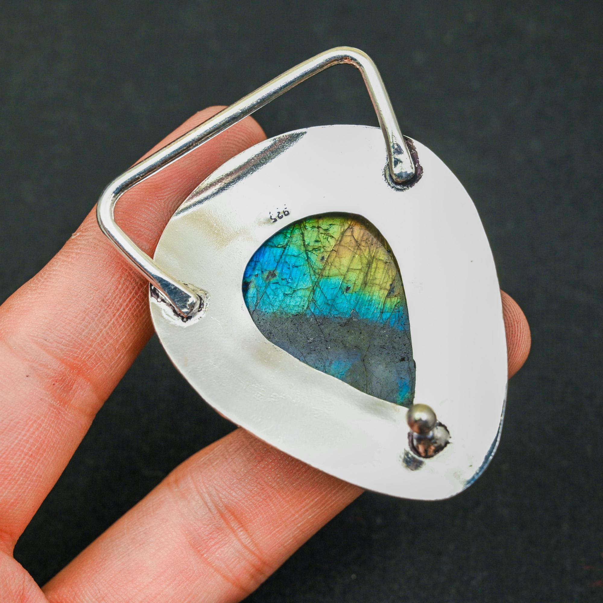 Labradorite Belt Buckle Silver Genuine Labradorite 925  display picture 2