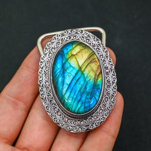 Handmade Sterling Silver Labradorite Belt Buckles Handmade Sterling Silver Labradorite Belt Buckles