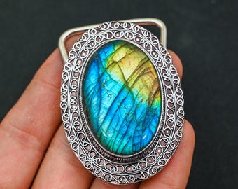 Moonstone Gemstone Belt Buckle 925 Sterling Silver Moonstone Gemstone Moonstone Belt Buckle Silver Genuine Moonstone 925 Sterling  main image 4