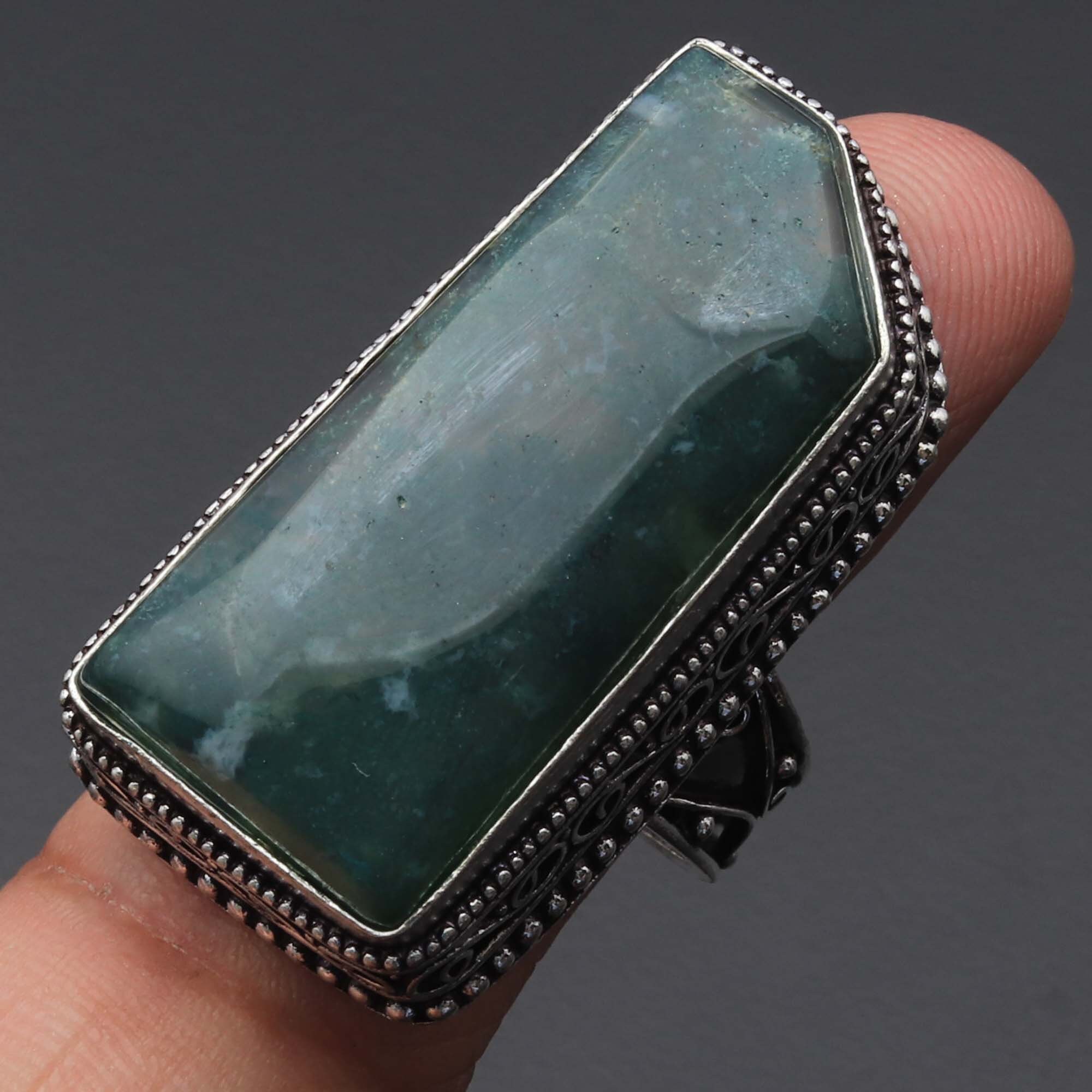 Moss Agate Gemstone Ring Jewellery Ring Woman/Man Ring Jewelry | Etsy