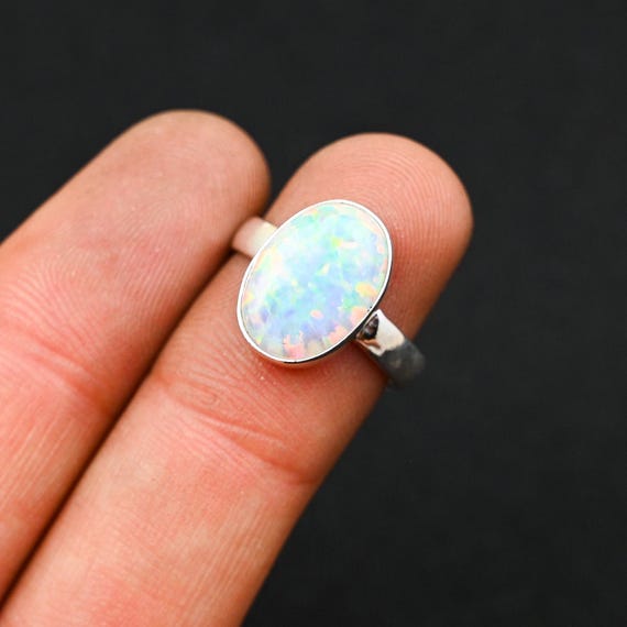Opal 925 Silver Ring All Size Natural Ethiopian Welo Opal