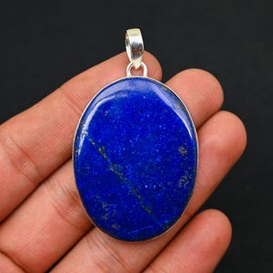 Lapis Lazuli-hänge, 925 sterlingsilverhängehalsband, naturlig lapis lazuli-ädelsten, hänge till alla hjärtans dag-present, hänge till henne