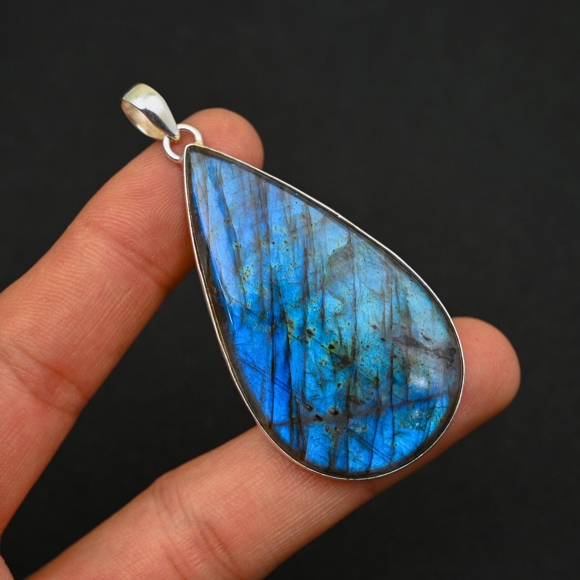 Labradorite Real Labradorite Pendant Real Gemstone Pendant 925 Sterling Silver Pendant ...