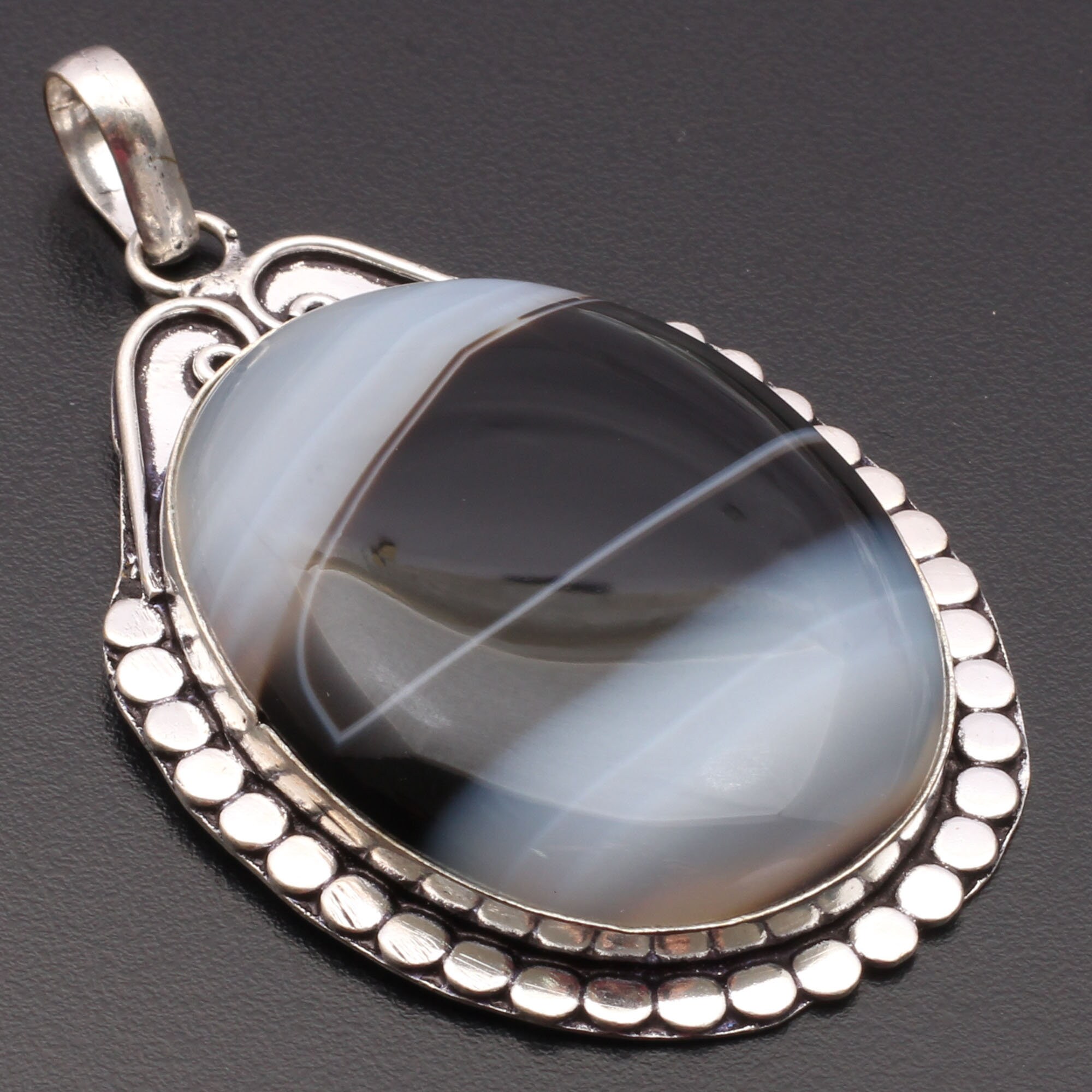 Banded Black Onyx Gemstone Pendant Jewellery Pendant Woman Etsy UK