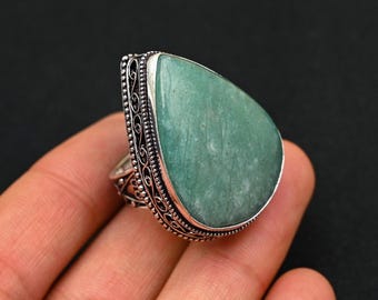 Aquamarine Ring Gemstone Handmade 925 Sterling Silver Stamped Ring Jewelry Oxidized Ring Aquamarine Silver Ring Gift For Mom, Unique Gift