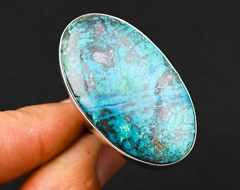 Chrysocolla Gemstone Handmade Ring 925 Sterling Silver Ring, Chrysocolla Gemstone Ring, 925 Stamped Oval Shape Chrysocolla Ring Unique Gifts