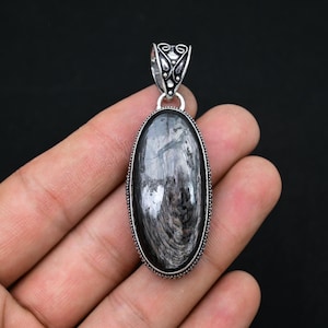 Pendentif hypersthène en argent sterling 925, pierres précieuses hypersthène, bijoux faits à la main en argent, pendentif hypersthène pour collier femme