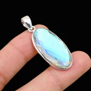 Opalite Oval Silver Pendant 925 Sterling Silver Pendant Opalite Gemstone Handmade Silver Jewelry Opalite Pendant For Women Gift For Birthday