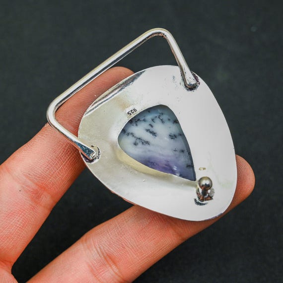 Dendrite Opal Belt Buckle, 925 Sterling Silver Belt Buckle  display picture 3