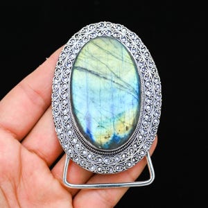 Moonstone Belt Buckle Silver Genuine Moonstone 925 Sterling  display picture 3