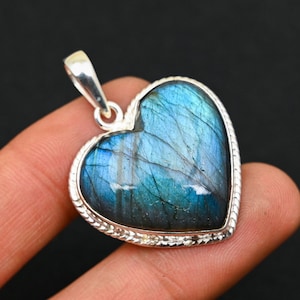 Labradorit Anhänger handgemachte 925 Sterling Silber Erstaunliche natürliche Labradorit Edelstein Herz Anhänger Schmuck Silber Anhänger Geschenk für sie