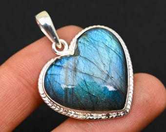 Labradorite Pendant Handmade 925 Sterling Silver Amazing Natural Labradorite Gemstone Heart Pendant Jewelry Silver Pendant Gift For Her