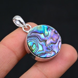 Handgjort Abalone Shell-hänge: Ädelstenssmycken i 925 sterlingsilver