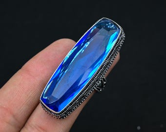 Swiss Blue Topaz Gemstone Handmade 925 Sterling Silver Ring, Blue Topaz Gemstone Ring, 925 Stamped Beautiful Topaz Ring Gift For Everyone