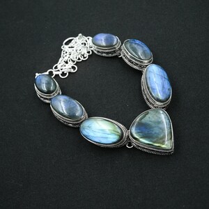 Labradorite Necklace 925 Sterling Silver Necklace Labradorite Gemstone Jewelry Adjustable Chain Necklace Gift For Her Handmade Necklace