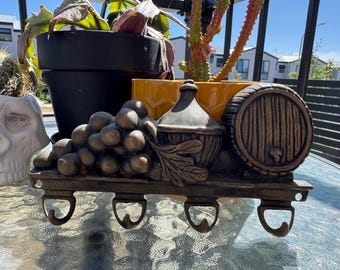 Vintage Brass Wine-Themed Key Holder/Rack