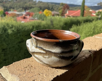 Vintage Studio Pottery Two-Handled Dip Bowl