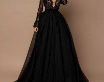 Eternal Midnight Black Gown | Victorian Ghostly Elegance
