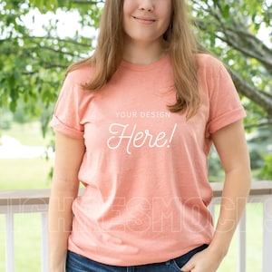 Bella Canvas 3001 Mockup, Bella Canvas Heather Prism Sunset Shirt, Tshirt Mockup, Model Mockup, Heather Prism Sunset Mockup, Bella Canvas
