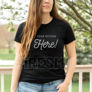 Bella Canvas Black Shirt Mockup | Bella Canvas 3001 Mockup | Black Tshirt Mockup | Bella Canvas Model Mockup | Bella Canvas 3001 Black Shirt