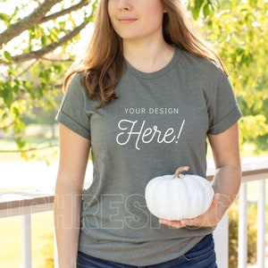 Bella Canvas 3001 Mockup, Bella Canvas Military Green Shirt Mockup, 3001 Mockup, Model Mockup, Fall Mockup, Green Tshirt Mockup