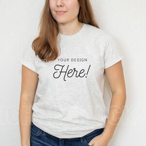 Bella Canvas 3001 Mockup, Bella Canvas Mockup, Heather Prism Natural Mockup, Bella Canvas Natural Shirt Mockup, Model Mockup, Bella Canvas