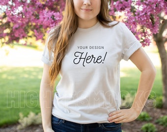 Bella Canvas Silber 3001 Mockup | Bella Canvas 3001 Mockup | Silber Shirt Mockup | Bella Leinwand Mockup | Modell Mockup | Bella Leinwand 3001
